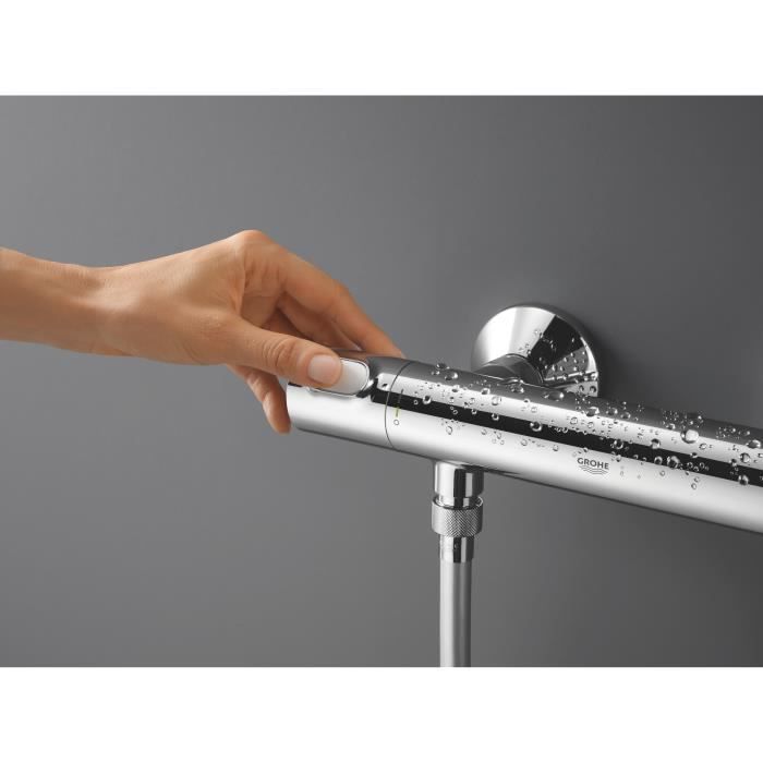 Mitigeur thermostatique douche GROHE Precision Flow - Montage mural - Protection anti-brûlure - Chromé
