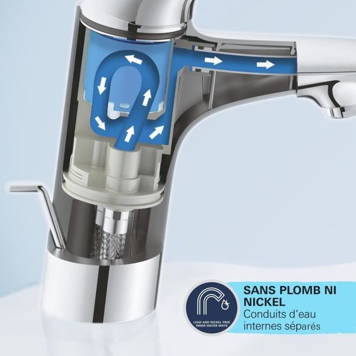 Mitigeur monocommande - GROHE - 24327001 - Lavabo Swift - Avec sécurité enfant - Taille M