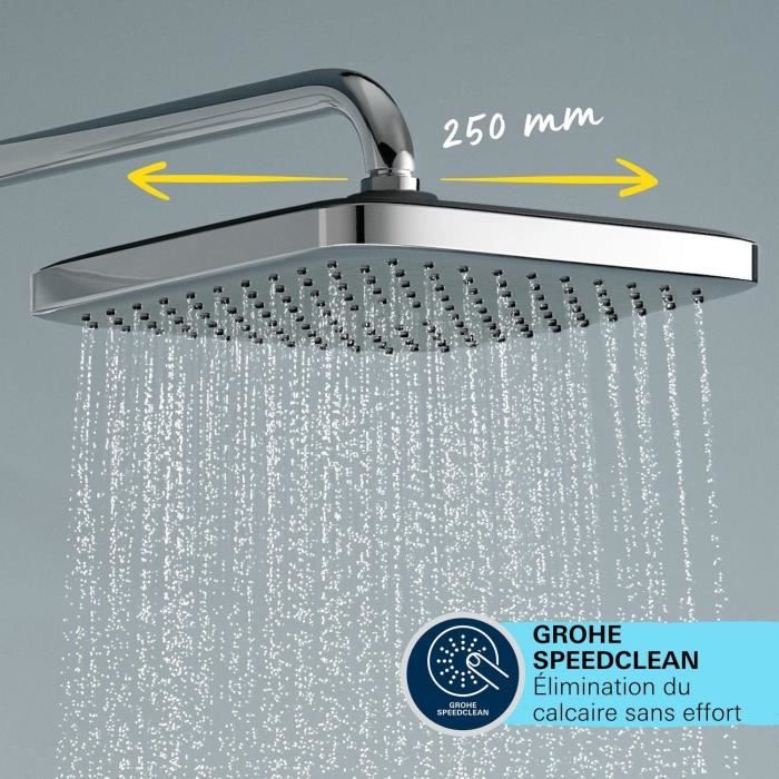 Colonne de douche avec inverseur manuel - Economie d'eau - GROHE Vitalio Comfort 250 - Chromé - 26986001