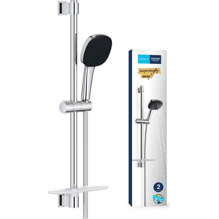 Ensemble de douche avec pommeau 2 jets, barre, flexible et tablette - GROHE Vitalio Comfort 110 26929001 - Economie d'eau - Chromé