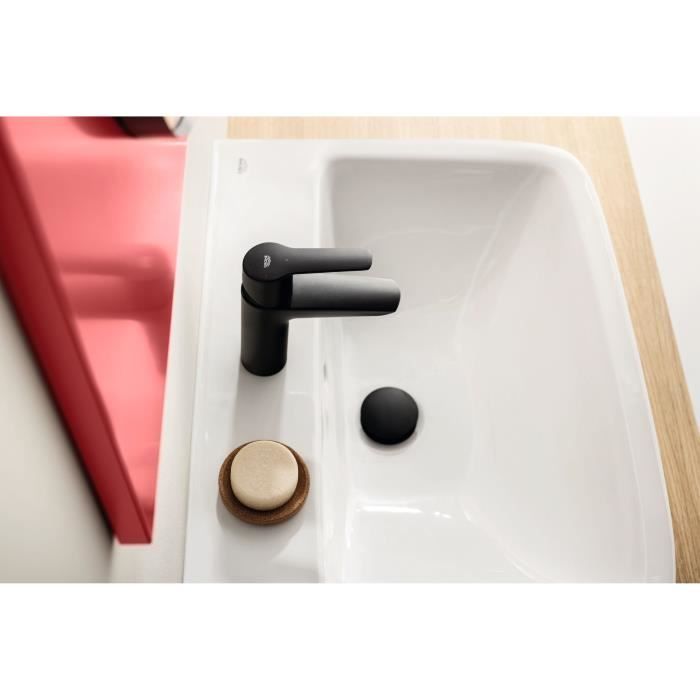Mitigeur lavabo monocommande GROHE Start - Noir mat - Taille M - Bec moyen - Economie d'eau