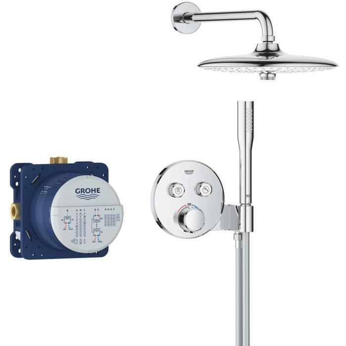 Ensemble de douche encastré - Tous les types de jets - Mitigeur thermostatique - GROHE - 34878000 - Gris
