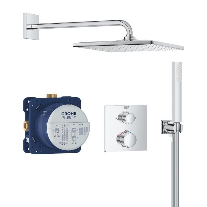 Ensemble de douche encastré - 1 jet - Mitigeur thermostatique - GROHE - 34881000 - Gris