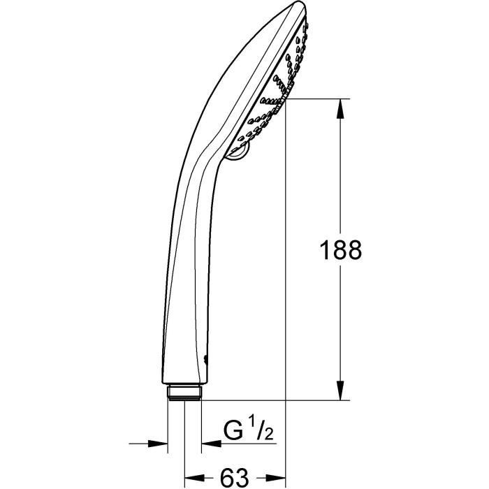 Douchette 3 jets - GROHE - Vitalio Joy 110 Massage - Chromé - Economie d'eau