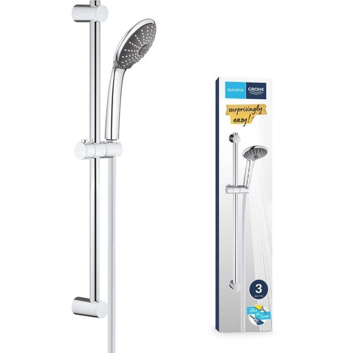 Ensemble de douche 3 jets - GROHE - Vitalio Joy 110 Massage - Flexible lisse - Systeme anti-torsion
