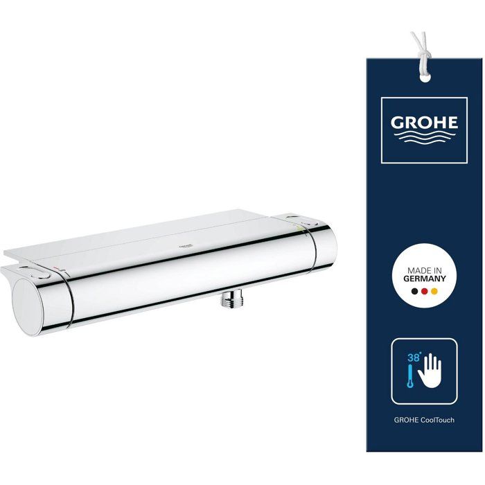 GROHE Mitigeur thermostatique douche ˝ Grohtherm 2000 34469001 - Porte-savon - Limiteur de température - Economie d'eau - Chrome