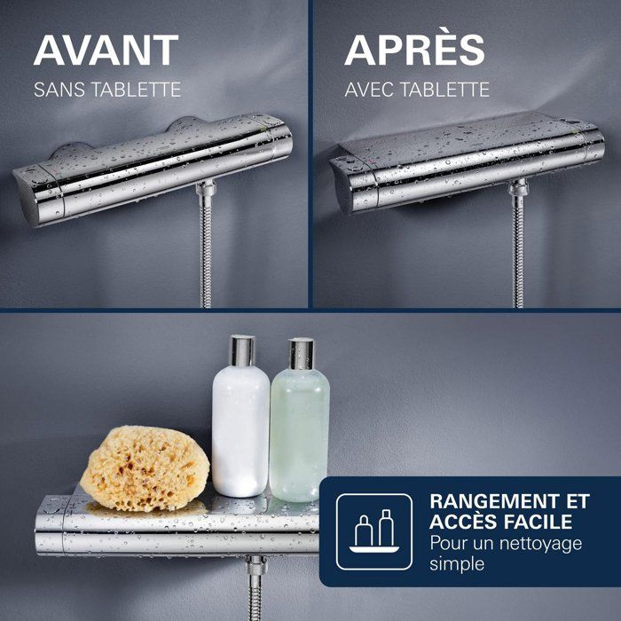 GROHE Mitigeur thermostatique douche ˝ Grohtherm 2000 34469001 - Porte-savon - Limiteur de température - Economie d'eau - Chrome