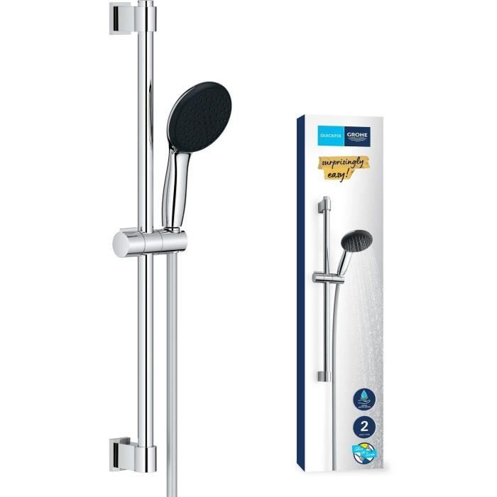 Ensemble de douche avec pommeau 2 jets, barre 60cm et flexible 1,75m - GROHE Vitalio Start 110 27948001 - Economie d'eau - Chromé