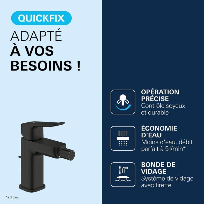 Mitigeur de bidet - GROHE DICE - Noir mat
