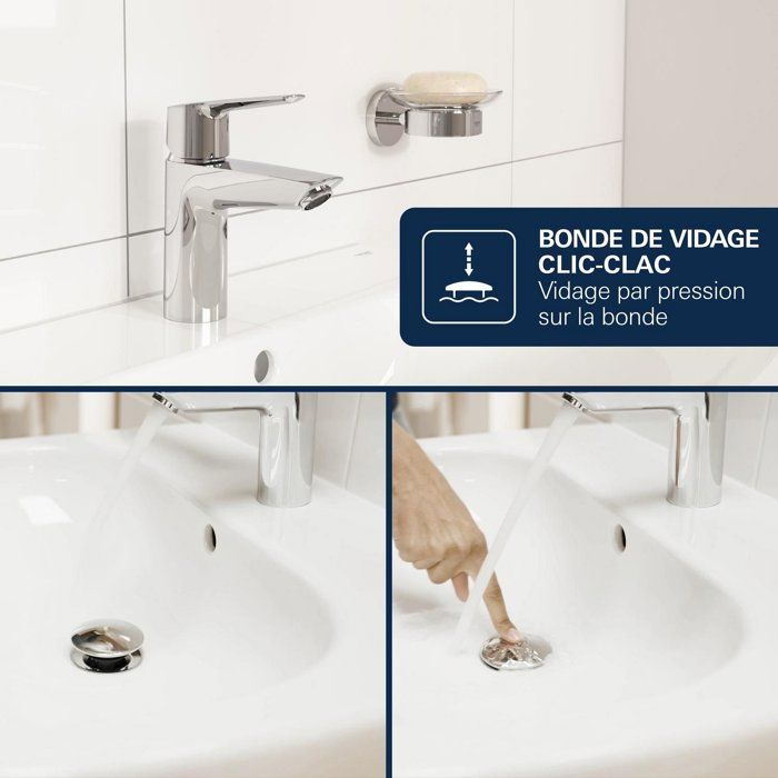 Mitigeur de lavabo - GROHE DICE - Taille M - Vidage clic-clac - Chrome