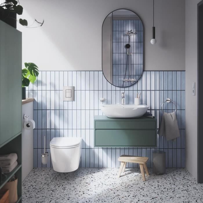 Pack Bâti support 5 en 1 - GROHE - Blanc - 1.13 m - Céramique - Plaque de commande + supports muraux + isolation + pipe coudée