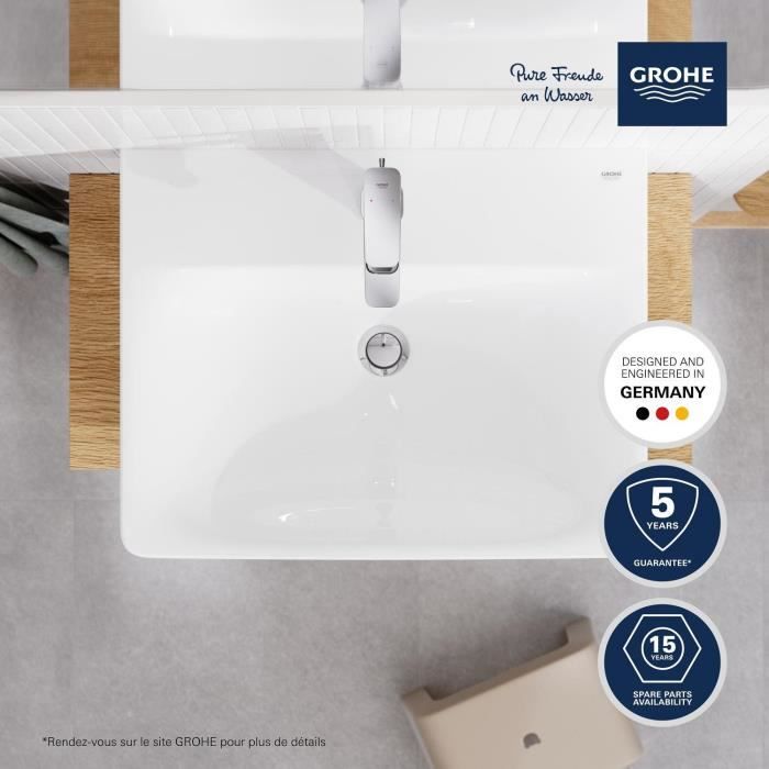 Lavabo suspendu - Porcelaine vitrifiée - Rectangulaire - GROHE Euro Ceramic - 60 cm - 21 cm - Blanc