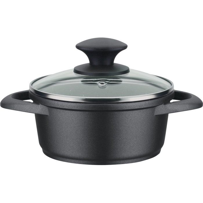 Batterie de cuisine - Tous feux dont induction - GSW - GOURMET GRANIT - Fonte d'aluminium massive - 7 pieces - Sans PFAS - Noir