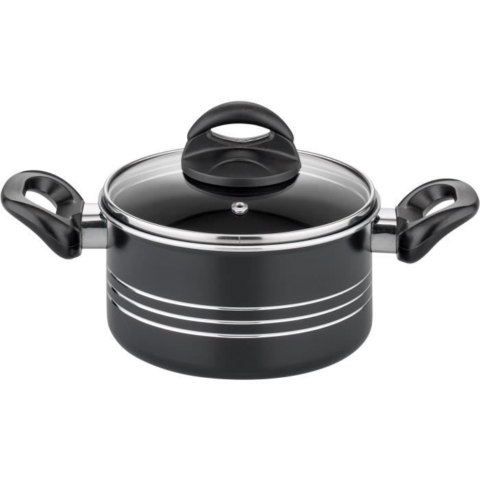 Batterie de cuisine - Induction - GSW - MILANO NERO - 15 pieces - Aluminium massif - Noir