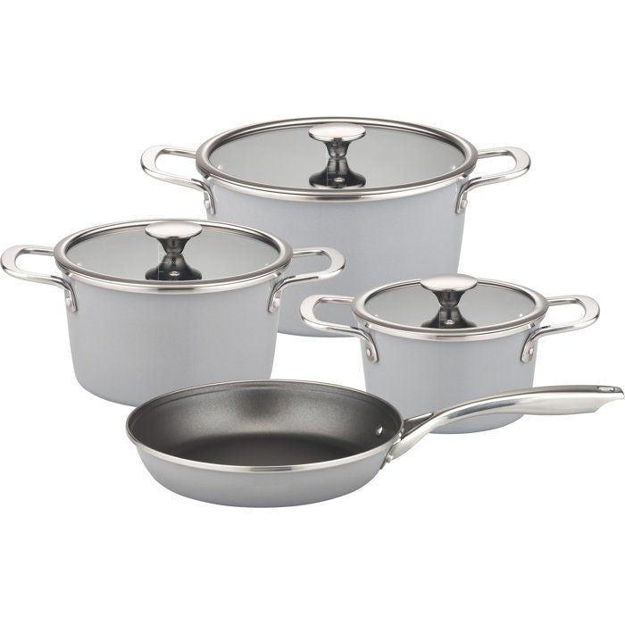 Batterie de cuisine - Tous feux dont induction - GSW - STRATOS - Acier émaillé - 7 pieces - Gris