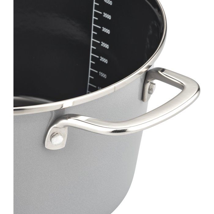 Batterie de cuisine - Tous feux dont induction - GSW - STRATOS - Acier émaillé - 7 pieces - Gris