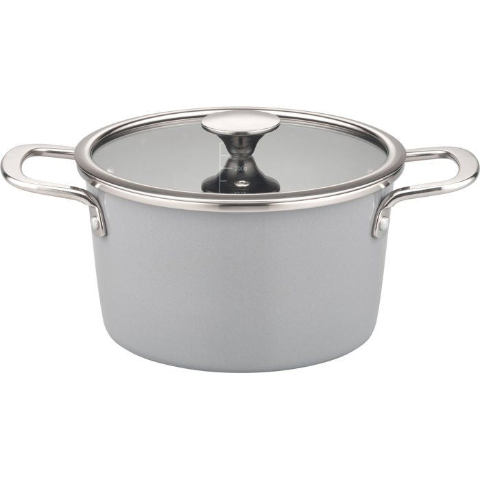 Batterie de cuisine - Tous feux dont induction - GSW - STRATOS - Acier émaillé - 7 pieces - Gris