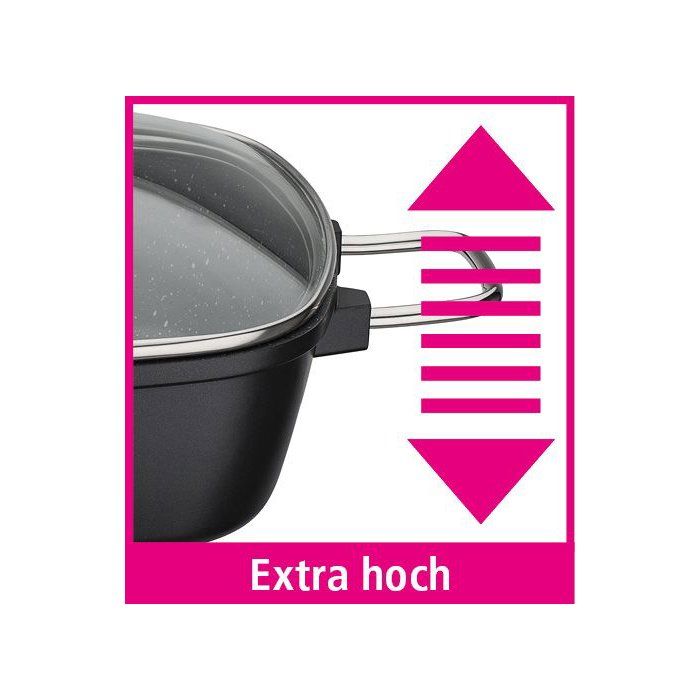 Cocotte carrée - Tous feux dont induction - GSW - GOURMET GRANIT - 28 x 28 cm - Fonte d'aluminium massive - Sans PFAS - Noir