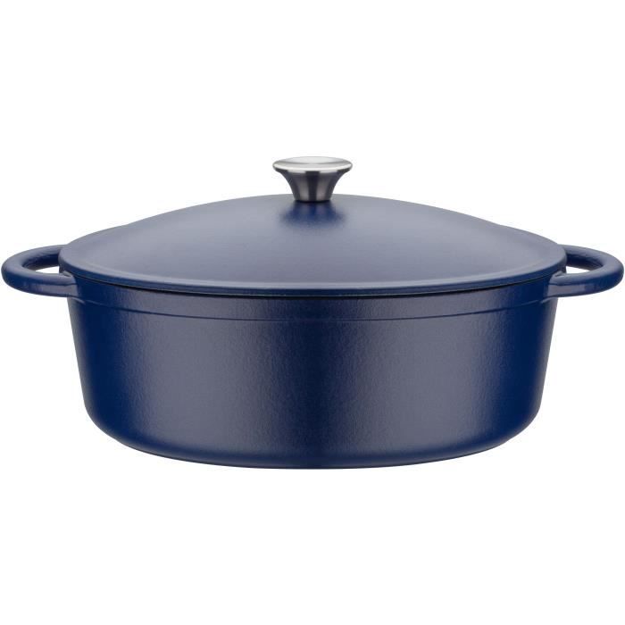 Cocotte fonte massive - GSW - BLUE MAGIC - 33 x 25 cm - Ovale - Induction - Bleu