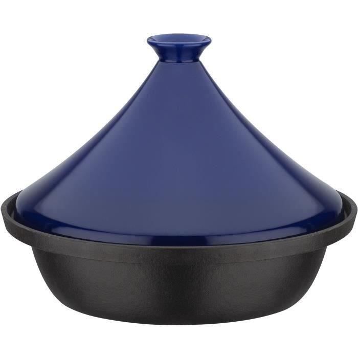 Tajine fonte massive - GSW - 30 x 22 cm - Couvercle céramique - Induction - Bleu