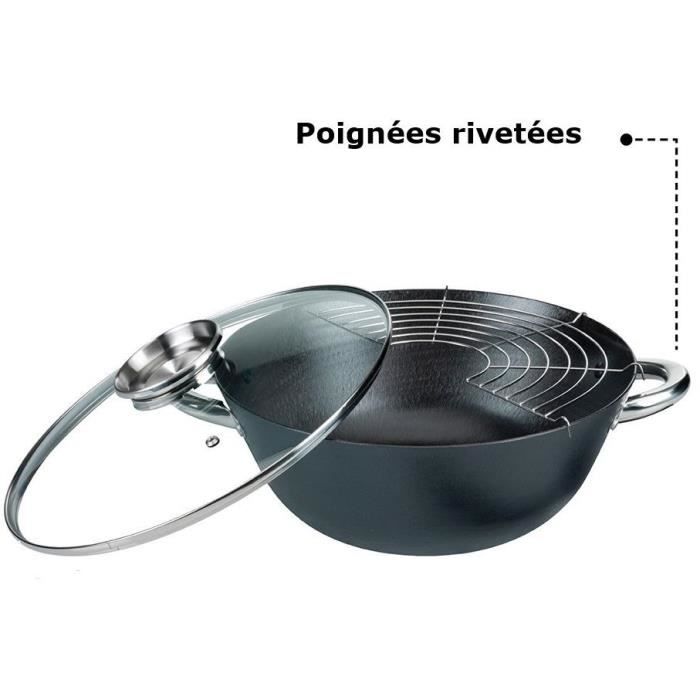 Wok multifonction 5 pieces - GSW - 860956 - Fonte d'acier - 32 cm - Tous feux dont induction