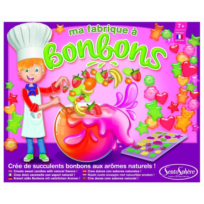 Ma fabrique a bonbons - SENTOSPHERE - Arômes naturels - Pour environ 500g de bonbons - Initiation a la cuisine - Des 7 ans