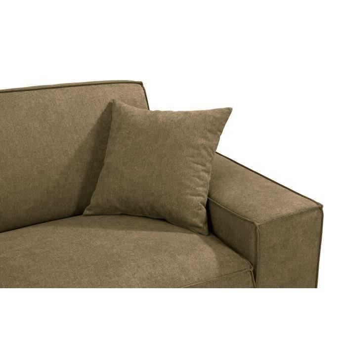 Hexagone - CanapÈ droit 3 places - Tissu Olive - L 216 x P 90 x H 80 cm - Gustave