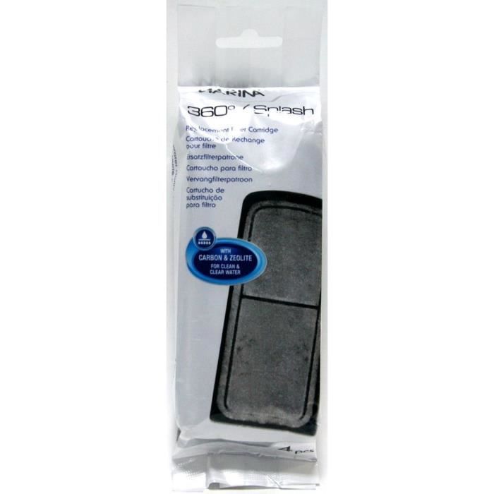 Filtre de rechange - MARINA - 4 filtres - Charbon - Zéolite - Pour aquariums Splash et 360°
