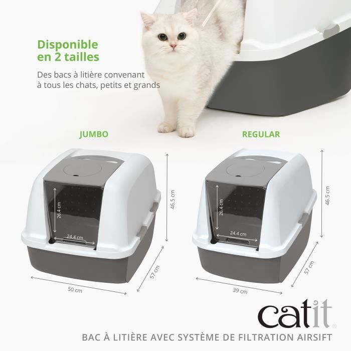 Maison de toilette Bac a litiere pour chat - CATIT - Airsift Jumbo - Systeme de filtration intégré - L. 57 x l. 50 x H. 46,5 cm