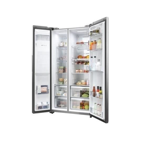 Réfrigérateur Américain - HAIER - HSW59F18EIMM - Classe E - 601 L - 36 dB - Platinium