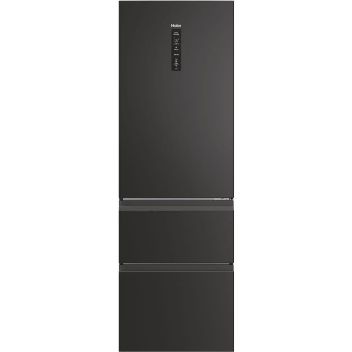 Réfrigérateur combiné - HAIER - 3D 60 Series 5 HTW5618ENPT - Classe E - 360 L - 185 x 59,5 x 66,7 cm - Noir