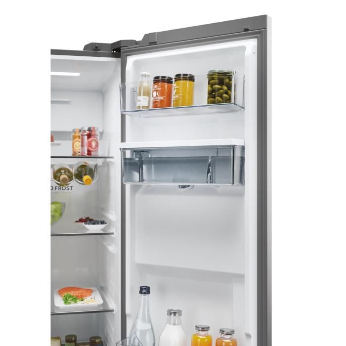 RÈfrigÈrateur amÈricain - HAIER - HSW59F18DWMM - 601L -Distributeur d'eau - Classe D - 177,5 x 90,5 x 71,7 cm - Inox