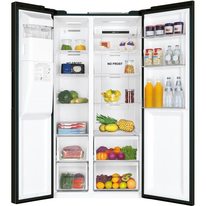 RÈfrigÈrateur amÈricain - HAIER - SBS 90 Series 3 HSR3918EIPB - Classe E - 515 L - 180 x 90 x 65,9 cm - Noir
