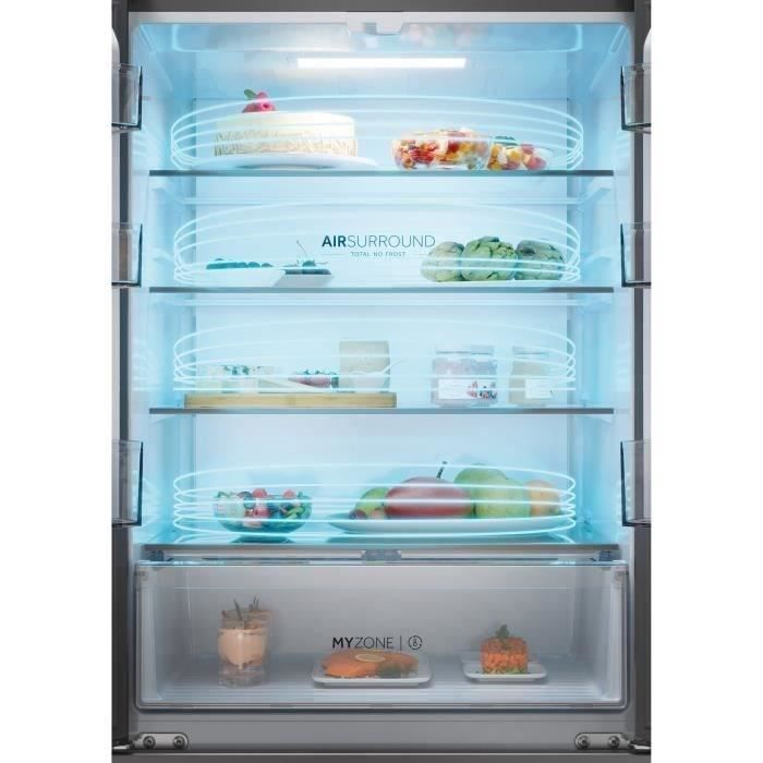 Réfrigérateur multi-portes - HAIER - HFR3718ENMM - Classe E - 402 L (262 + 140) - 37 dB - Inox
