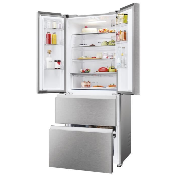 Réfrigérateur multi-portes - HAIER - HFR3718ENMM - Classe E - 402 L (262 + 140) - 37 dB - Inox