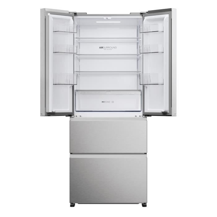 Réfrigérateur multi-portes - HAIER - HFR3718ENMM - Classe E - 402 L (262 + 140) - 37 dB - Inox