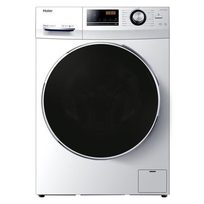 Lave-linge hublot HAIER HW90-B14636N-FR - 9 kg - Direct motion - 1400 trs/min - Classe A - 16 programmes - Blanc