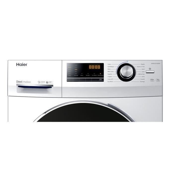 Lave-linge hublot HAIER HW90-B14636N-FR - 9 kg - Direct motion - 1400 trs/min - Classe A - 16 programmes - Blanc