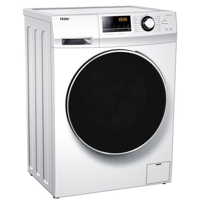 Lave-linge hublot HAIER HW90-B14636N-FR - 9 kg - Direct motion - 1400 trs/min - Classe A - 16 programmes - Blanc