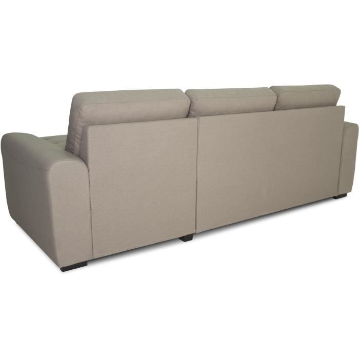 CanapÈ d'angle convertible rÈversible 4 places - Tissu beige - L 244 x P 151 x H 90 - HAMILTON - FabriquÈ en Ukraine