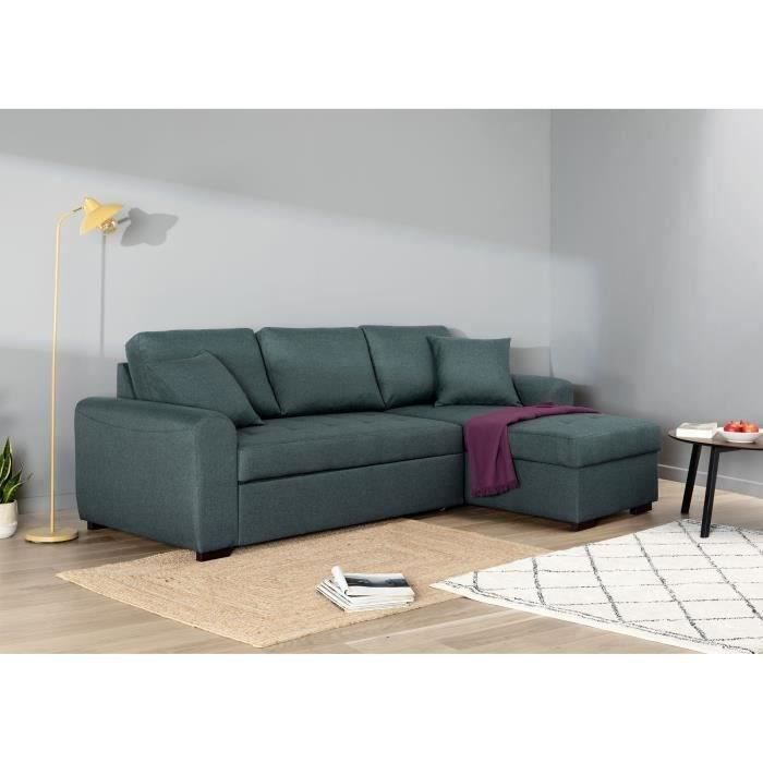 CanapÈ d'angle convertible rÈversible 4 places - Tissu Vert - L 244 x P 151 x H 90 - HAMILTON - FabriquÈ en Ukraine