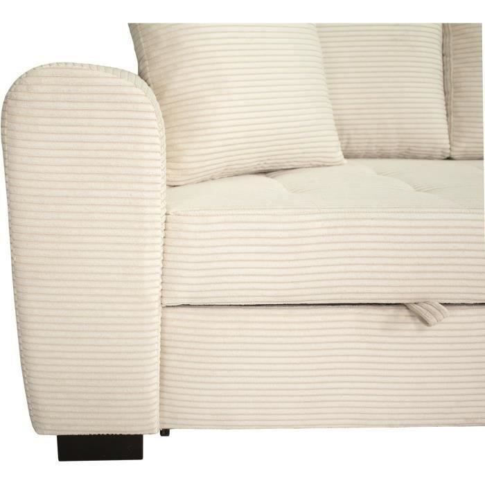 Canapé d'angle convertible réversible - 4 places - HAMILTON - Velours Beige - L 245 x P 150 x H 86 - Fabriqué en Ukraine