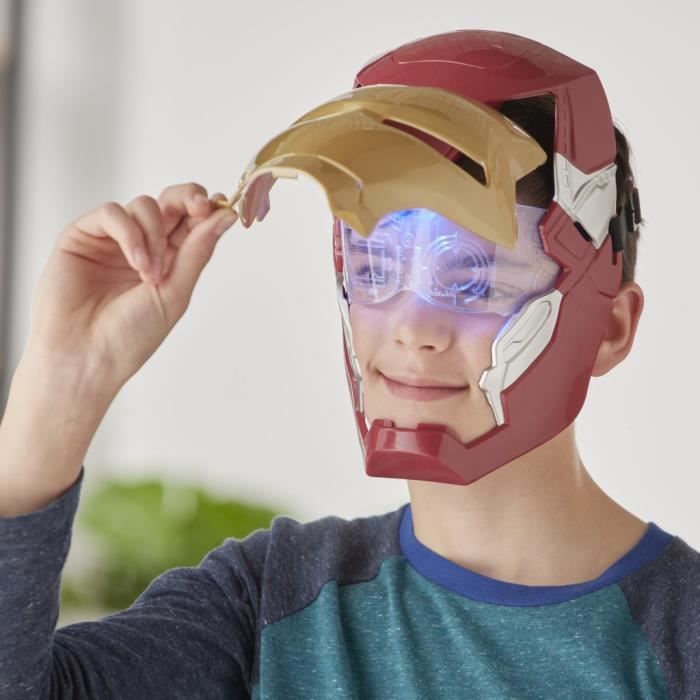 Masque électronique d'Iron Man a visiere mobile, avec effets lumineux, Pour enfnant pour se déguiser comme son héros préféré, Des 5