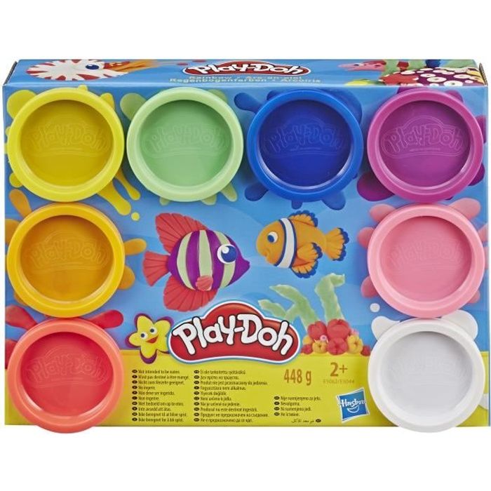 Play-Doh 8 pots Arc-en-ciel, Pâte a modeler, 8 pots de 56g chacun