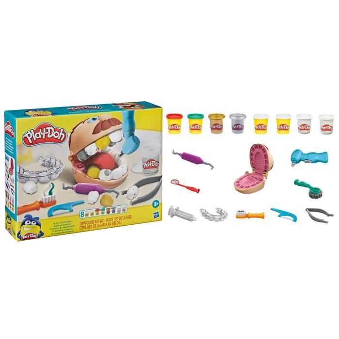 Play-Doh Cabinet dentaire pour enfants - 8 Pots de pâte a modeler atoxique - des 3 ans