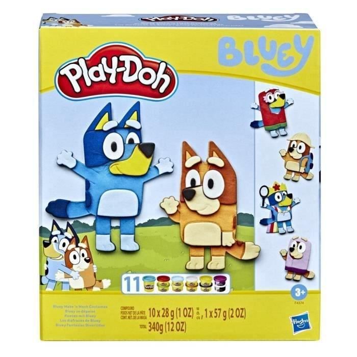 Play-Doh Bluey se dÈguise, Coffret avec 11 pots de p‚te a modeler Bluey et a sa soeur Bingo, des 3 ans