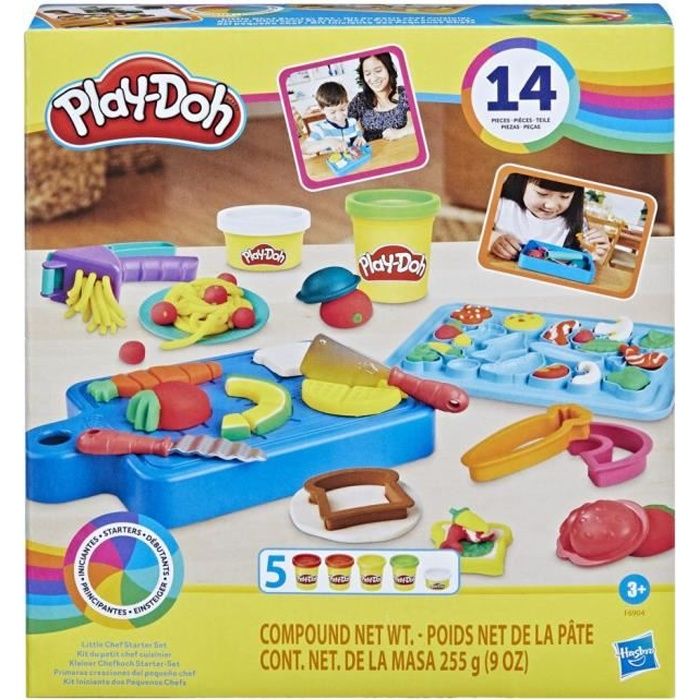 PLAY-DOH Kit du petit chef cuisinier, pâte a modeler, 14 accessoires de cuisine, jouets préscolaires, Playdoh Kitchens
