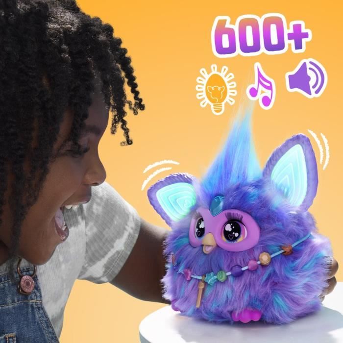 Furby violet, 15 accessoires, peluche interactive pour filles et garçons, animatronique activé par la voix, a partir de 6 ans