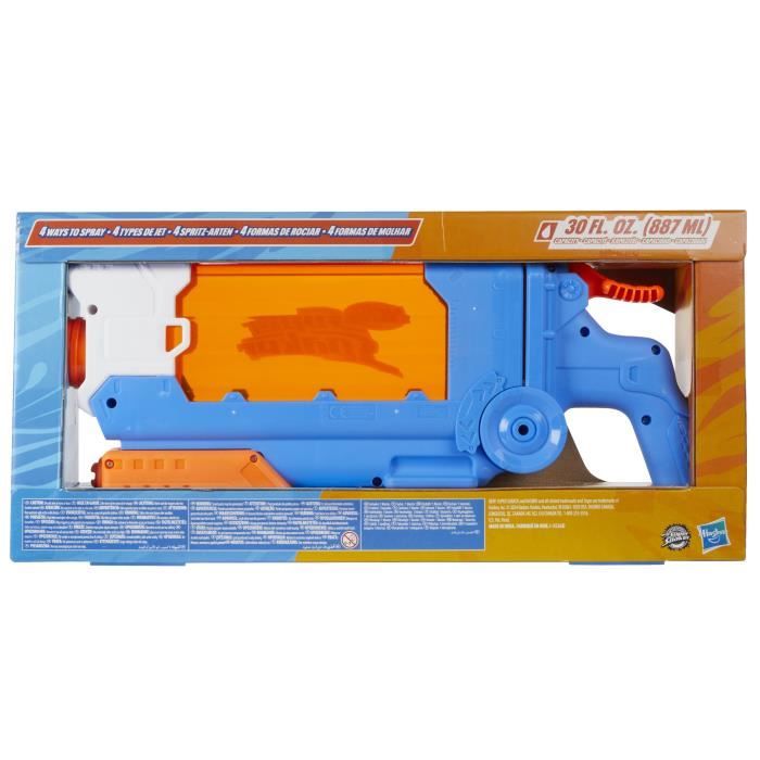 Nerf Super Soaker Flip Fill, Pistolet a eau avec 4 styles de jet, remplissage rapide, capacité de 887 mL d'eau, jouets des 6 ans