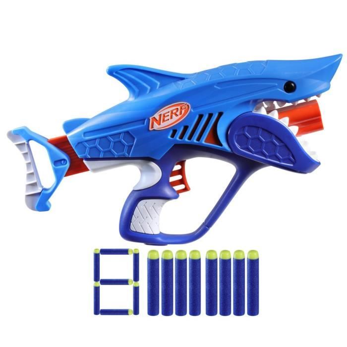Nerf Junior Wild blaster Sharkfire, facile a utiliser, 8 flÈchettes Nerf Elite, a partir de 6 ans